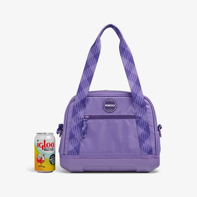 Size View | Tag Along Too 12-Can Satchel Cooler::Dusted Grape::Holds up to 12 cans