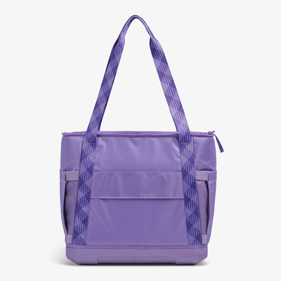 Back View | Tag Along Too 36-Can Tote Cooler::Dusted Grape::Trolley pass-through sleeve