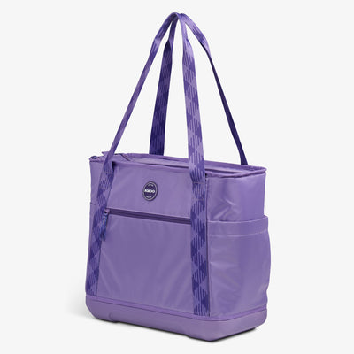 Angle View | Tag Along Too 36-Can Tote Cooler::Dusted Grape::Durable EVA base