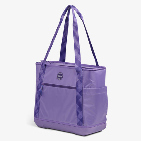 Angle View | Tag Along Too 36-Can Tote Cooler::Dusted Grape::Durable EVA base