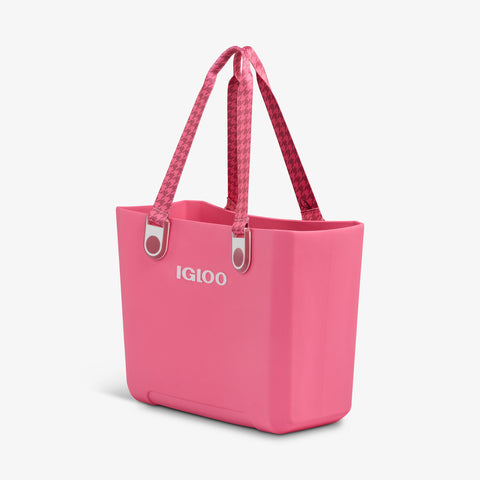 Angle View | Tag Along Too EVA All-Purpose Tote::Thrift Pink::Waterproof exterior