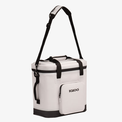 Strap View | Trailmate® 36-Can Cooler Bag::Bone::Exterior zipper pocket