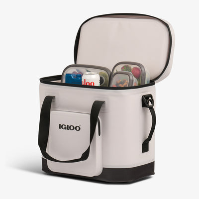 Packed View | Trailmate® 36-Can Cooler Bag::Bone::Easy-open lid