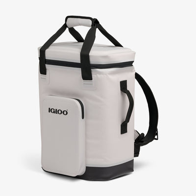 Angle View | Trailmate® 32-Can Backpack::Bone::Exterior zipper pocket