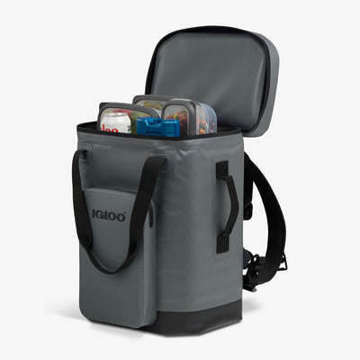 Packed View | Trailmate® 32-Can Backpack::Carbonite::Easy-open lid