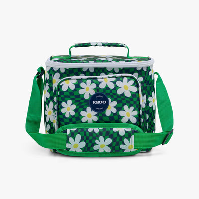 Front View | Retro Square Lunch Bag::Psychedelic Daisy::Holds 9 cans