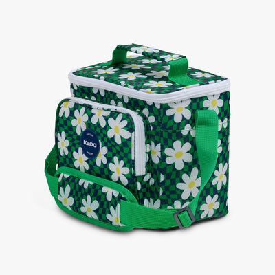 Angle View | Retro Square Lunch Bag::Psychedelic Daisy::