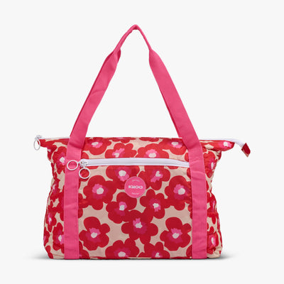 Front View | Retro Packable Puffer 20-Can Cooler Bag::Mod Floral::Retro colors 