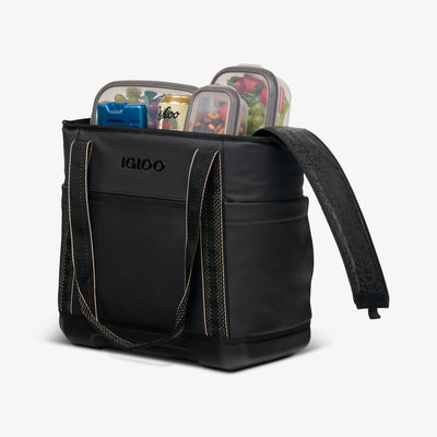 Packed View | Tag Along Too 36-Can Tote Cooler::Luxe Black::Fully insulated