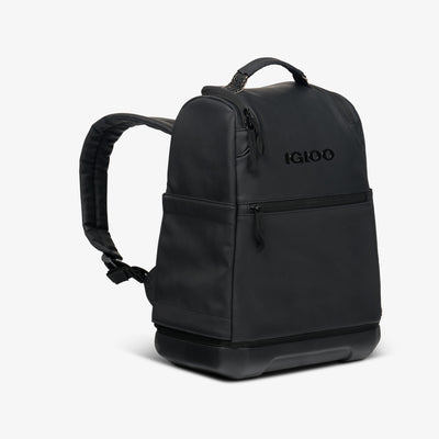 Angle View | Tag Along Too 30-Can Backpack::Luxe Black::Storage pockets