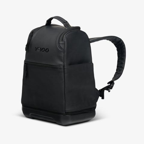 Angle View | Tag Along Too 30-Can Backpack::Luxe Black::Durable EVA base