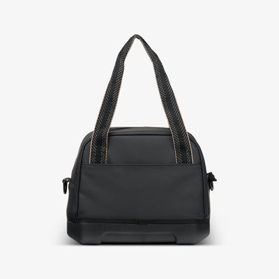 Back View | Tag Along Too 12-Can Satchel Cooler::Luxe Black::Water-resistant exterior