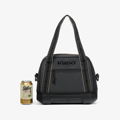 Size View | Tag Along Too 12-Can Satchel Cooler::Luxe Black::Holds up to 12 cans