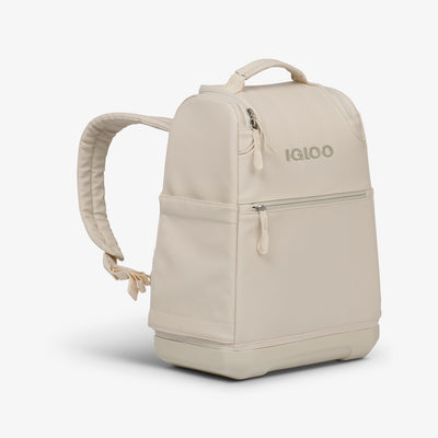 Angle View | Tag Along Too 30-Can Backpack::Luxe Linen::Storage pockets