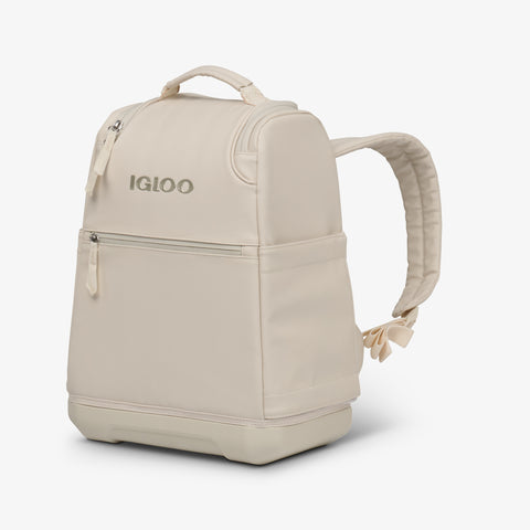 Angle View | Tag Along Too 30-Can Backpack::Luxe Linen::Durable EVA base