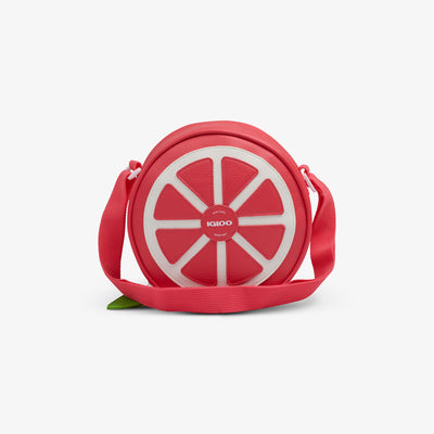 Front View | Citrus Crossbody Cooler Bag::Grapefruit::Vegan leather exterior