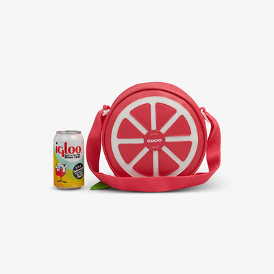 Size View | Citrus Crossbody Cooler Bag::Grapefruit::Fits up to 4 cans