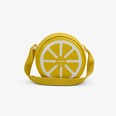 Front View | Citrus Crossbody Cooler Bag::Lemon::Vegan leather exterior