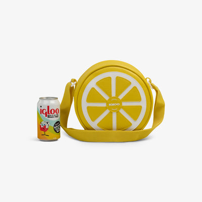 Size View | Citrus Crossbody Cooler Bag::Lemon::Fits up to 4 cans