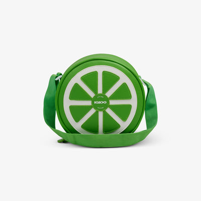 Front View | Citrus Crossbody Cooler Bag::Lime::Vegan leather exterior