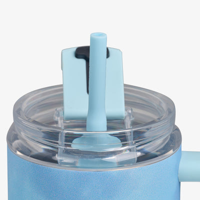 Straw View | 32 Oz Flip ‘n’ Sip Travel Mug::Powder Blue::Gasketed, leak-resistant straw