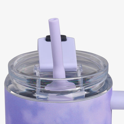 Straw View | 32 Oz Flip ‘n’ Sip Travel Mug::Lilac::Gasketed, leak-resistant straw
