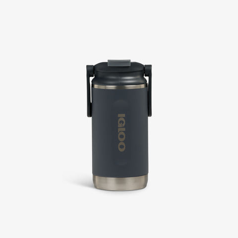 Front View | 12 Oz Flip ‘n’ Sip Tumbler::Carbonite::Fits in standard cup holders