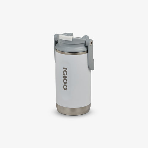 Angle View | 12 Oz Flip ‘n’ Sip Tumbler::White::No-look-sip indicator