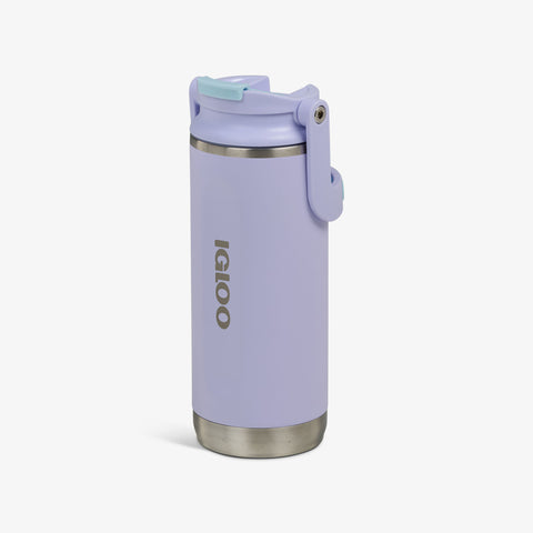 Angle View | 16 Oz Flip ‘n’ Sip Tumbler::Lilac::No-look-sip indicator