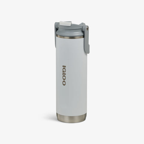 Angle View | 20 Oz Flip ‘n’ Sip Tumbler::White::No-look-sip indicator