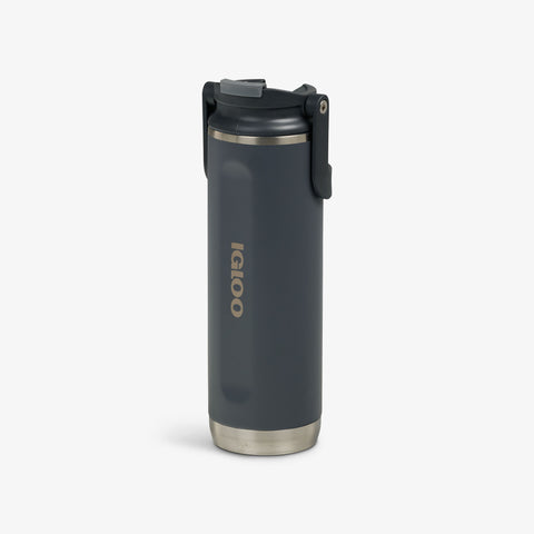 Angle View | 20 Oz Flip ‘n’ Sip Tumbler::Carbonite::No-look-sip indicator