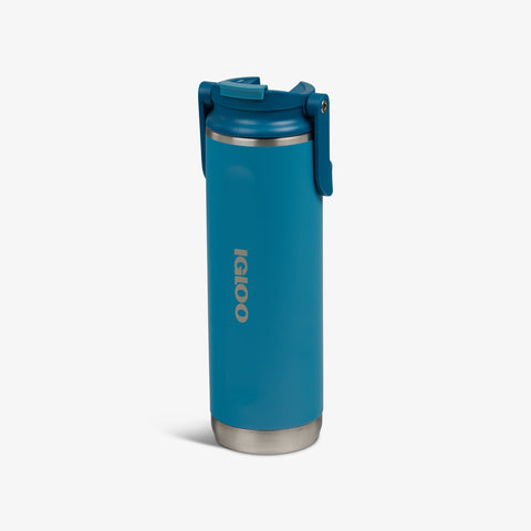 Angle View | 20 Oz Flip ‘n’ Sip Tumbler::Modern Blue::No-look-sip indicator