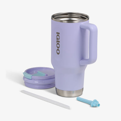 Lid Off View | 32 Oz Flip ‘n’ Sip Travel Mug::Lilac Breeze::Double-wall, vacuum-insulated