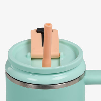 Straw View | 32 Oz Flip ‘n’ Sip Travel Mug::Seafoam Green::Gasketed, leak-resistant straw