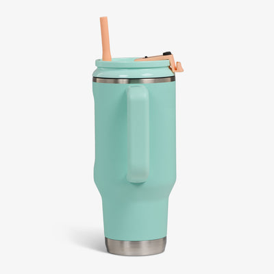 Profile View | 32 Oz Flip ‘n’ Sip Travel Mug::Seafoam Green::Side handle