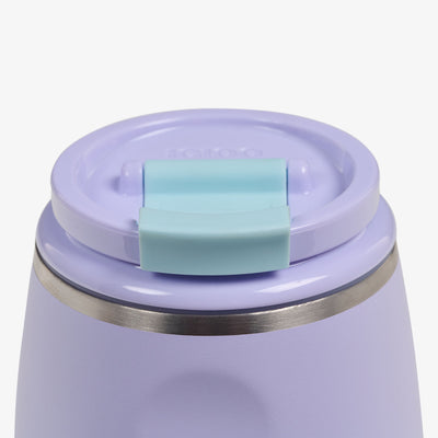 Lid View | 10 Oz Wine Tumbler::Lilac::Leakproof Flip ‘n’ Sip lid