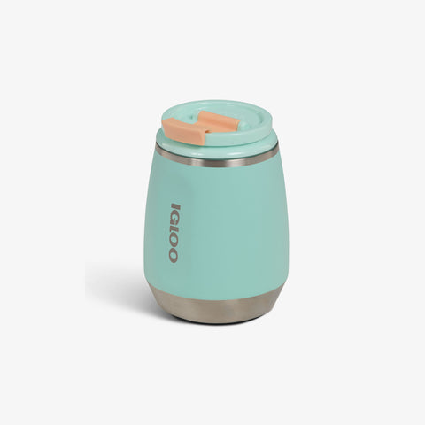 Angle VIew | 10 Oz Wine Tumbler::Seafoam::No-look-sip indicator