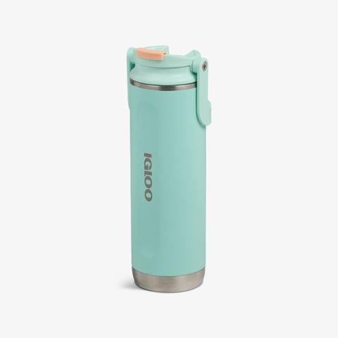 Angle View | 20 Oz Flip ‘n’ Sip Tumbler::Seafoam Green::No-look-sip indicator