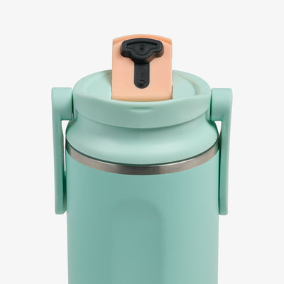 Lid Open View | 20 Oz Flip ‘n’ Sip Tumbler::Seafoam Green::Leakproof Flip ‘n’ Sip lid