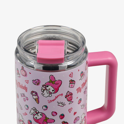 Lid Closed View | My Melody™ 32 Oz Travel Mug::::Leakproof Flip ‘n’ Sip lid