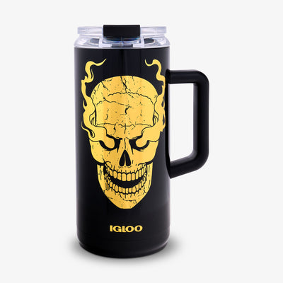 Front View | WWE “Stone Cold” Steve Austin Smoking Skull 1L Beer Mug::::Gold-color foil artwork 