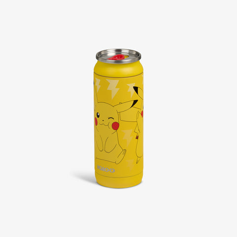 Angle View | Pokémon 16 Oz Can::Pikachu::Sliding mouth-opening tab 