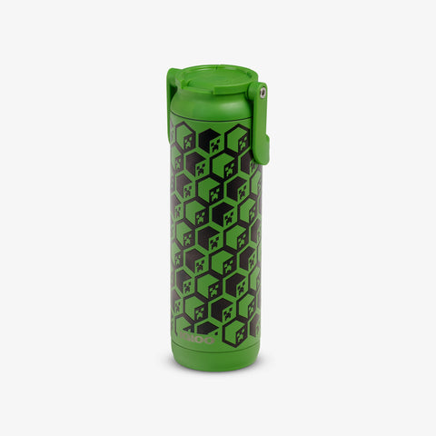 Angle View | Minecraft Creeper Glow in the Dark 20 Oz Bottle::::Fits in standard cup holders 