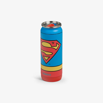 Angle View | DC Super Heroes Superman™ 16 Oz Can::::Sliding mouth-opening tab 