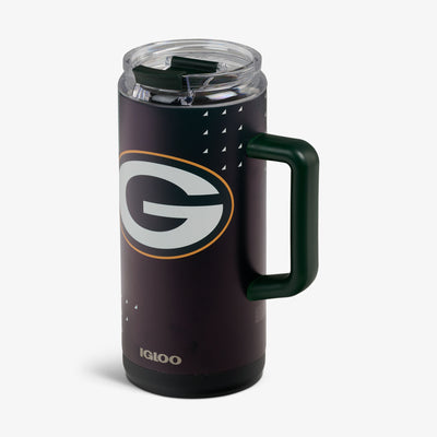 Angle View | NFL 1L Beer Mug::Packers::Leakproof flip ‘n’ sip lid 