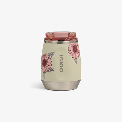 Front View | Floral 10 Oz Wine Tumbler::Linen::Exclusive floral print  