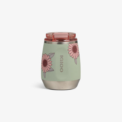 Front View | Floral 10 Oz Wine Tumbler::Sage::Exclusive floral print  