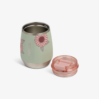 Open View | Floral 10 Oz Wine Tumbler::Sage::Double-wall, vacuum-insulated 