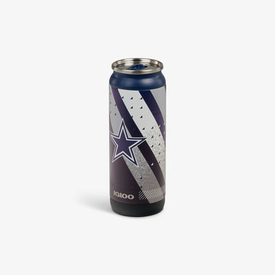 Angle View | NFL 16 Oz Can::Cowboys::Sliding mouth-opening tab 