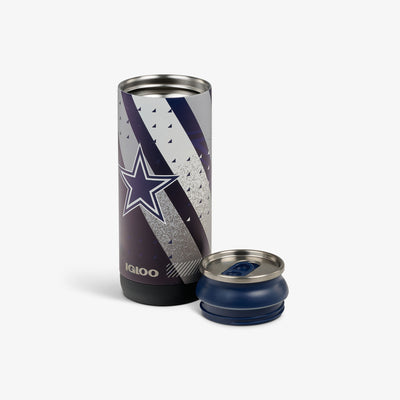 Open View | NFL 16 Oz Can::Cowboys::Removable, leakproof lid 